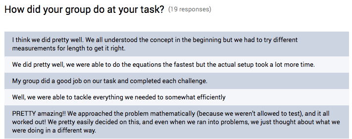 How did your group do at the task?